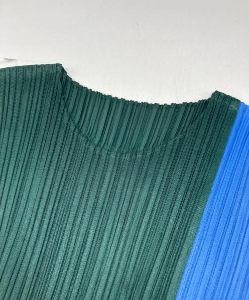 PLEATS PLEASE（プリーツプリーズ）PLEATS PLEASE (プリーツプリーズ) プリーツワンピース グリーン×ブルー サイズ:4の古着・服飾アイテム