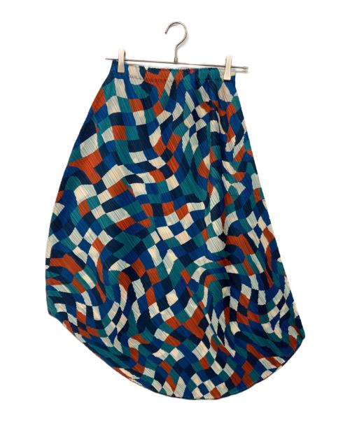 PLEATS PLEASE（プリーツプリーズ）PLEATS PLEASE (プリーツプリーズ) DANCING SQUARE ブルー×オレンジ サイズ:3の古着・服飾アイテム