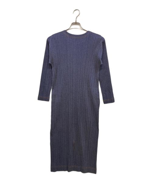PLEATS PLEASE（プリーツプリーズ）PLEATS PLEASE (プリーツプリーズ) COTTON DENIMワンピース インディゴ サイズ:3の古着・服飾アイテム