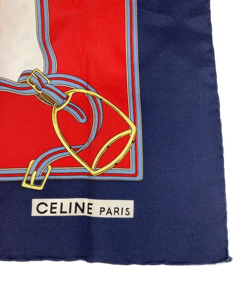 CELINE（セリーヌ）CELINE (セリーヌ) シルクスカーフ ネイビー×ホワイト サイズ:サイズ詳細参照の古着・服飾アイテム