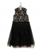noir kei ninomiyaノワール ケイ ニノミヤ）の古着「フローラルチュールワンピース」｜ブラック
