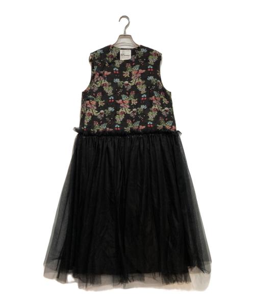 noir kei ninomiya（ノワール ケイ ニノミヤ）noir kei ninomiya (ノワール ケイ ニノミヤ) フローラルチュールワンピース ブラック サイズ:Mの古着・服飾アイテム