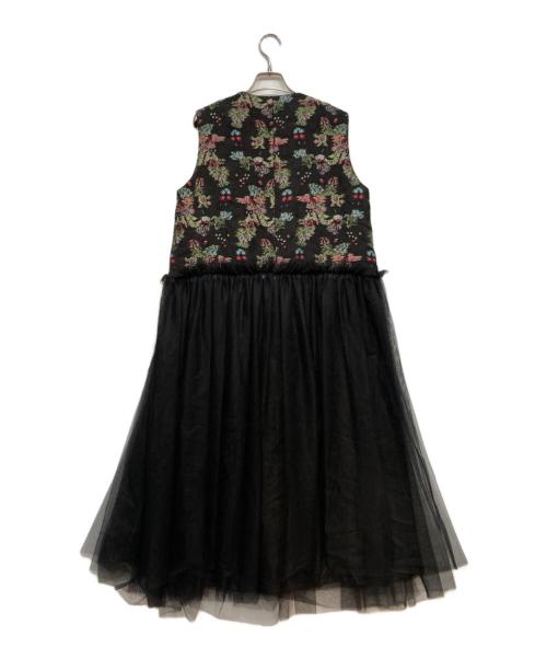 noir kei ninomiya（ノワール ケイ ニノミヤ）noir kei ninomiya (ノワール ケイ ニノミヤ) フローラルチュールワンピース ブラック サイズ:Mの古着・服飾アイテム