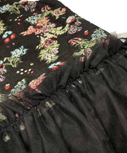 noir kei ninomiya（ノワール ケイ ニノミヤ）noir kei ninomiya (ノワール ケイ ニノミヤ) フローラルチュールワンピース ブラック サイズ:Mの古着・服飾アイテム