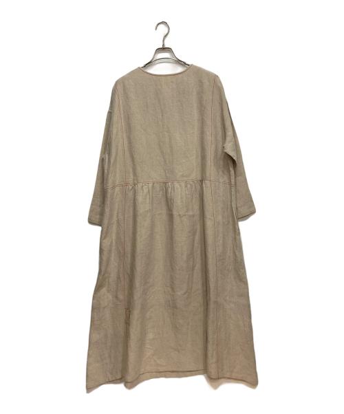 BEARDSLEY（ビアズリー）BEARDSLEY (ビアズリー) ランチ刺繍リネンワンピース ベージュ サイズ:FREEの古着・服飾アイテム