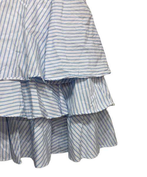 COMME des GARCONS SHIRT（コムデギャルソンシャツ）COMME des GARCONS SHIRT (コムデギャルソンシャツ) ストライプ ティアードスカート ブルー サイズ:Ｓの古着・服飾アイテム