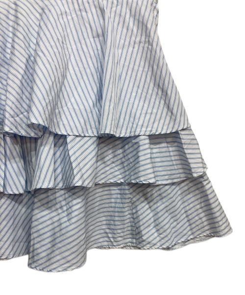 COMME des GARCONS SHIRT（コムデギャルソンシャツ）COMME des GARCONS SHIRT (コムデギャルソンシャツ) ストライプ ティアードスカート ブルー サイズ:Ｓの古着・服飾アイテム