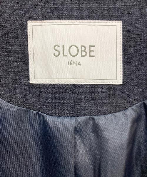 SLOBE IENA（スローブ イエナ）SLOBE IENA (スローブ イエナ) ツイードVネック フリンジジャケット ネイビー サイズ:Freeの古着・服飾アイテム