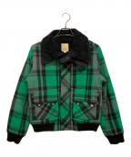 DIESELディーゼル）の古着「チェックボアブルゾン」｜グリーン