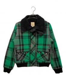 DIESEL（ディーゼル）の古着「チェックボアブルゾン」｜グリーン