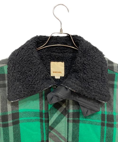 DIESEL（ディーゼル）DIESEL (ディーゼル) チェックボアブルゾン グリーン サイズ:XLの古着・服飾アイテム