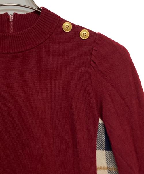 BLUE LABEL CRESTBRIDGE（ブルーレーベルクレストブリッジ）BLUE LABEL CRESTBRIDGE (ブルーレーベルクレストブリッジ) ミラノリブニットワンピース バーガンディー サイズ:36の古着・服飾アイテム