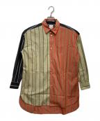 PAUL SMITHポールスミス）の古着「ミックスアップ ストライプ オーバーシルエット シャツ」｜ベージュ