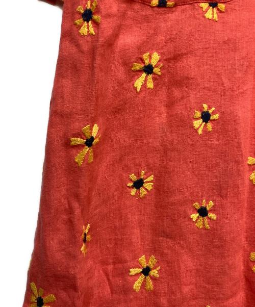 nimo（ニモ）nimo (ニモ) リネン刺繍カフタンワンピース オレンジ サイズ:XSの古着・服飾アイテム
