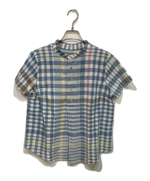 Pal'las Palace（パラスパレス）PAL'LAS PALACE (パラスパレス) あべこべグレンチェックシャツ ブルー サイズ:Sの古着・服飾アイテム