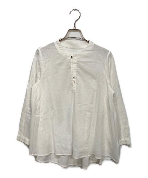 Pal'las Palace（パラスパレス）PAL'LAS PALACE (パラスパレス) ワッシャーガーゼボトル衿フレアシャツ ホワイト サイズ:Sの古着・服飾アイテム