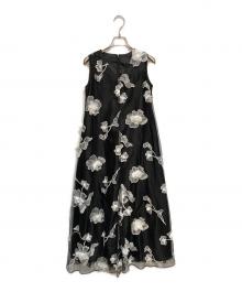 acka（エーシーケーエー）の古着「floral long dress」｜ブラック