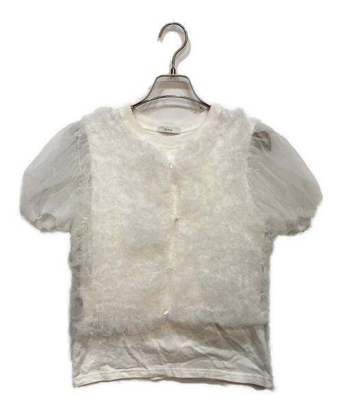 CLANE（クラネ）CLANE (クラネ) チュールベストレイヤードTシャツ ホワイト サイズ:1の古着・服飾アイテム