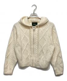 the Barnnet（ザ バーネット）の古着「Boen Cable Knit Zip-Up Hoodie」｜ホワイト