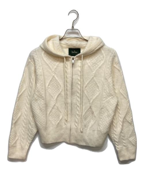 the Barnnet（ザ バーネット）The Barnnet (ザ バーネット) Boen Cable Knit Zip-Up Hoodie ホワイト サイズ:FREEの古着・服飾アイテム