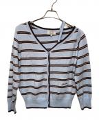 rolarolaロラロラ）の古着「ONE OFF SHOULDER STRIPE CARDIGAN」｜ブルー
