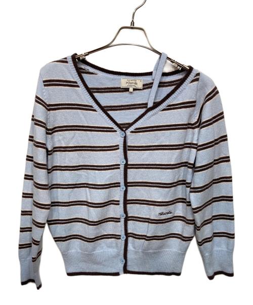 rolarola（ロラロラ）rolarola (ロラロラ) ONE OFF SHOULDER STRIPE CARDIGAN ブルー サイズ:FREEの古着・服飾アイテム