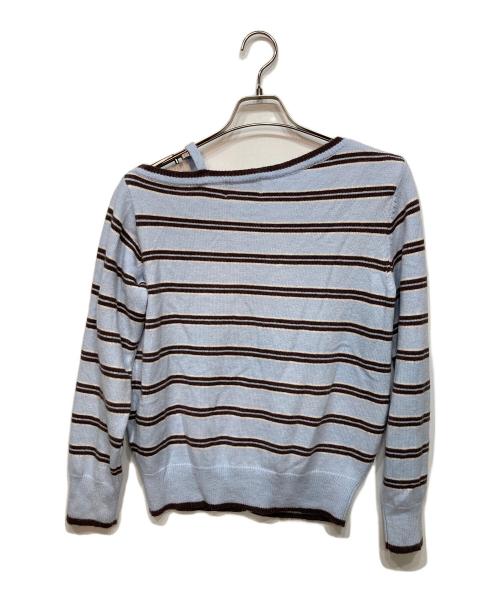 rolarola（ロラロラ）rolarola (ロラロラ) ONE OFF SHOULDER STRIPE CARDIGAN ブルー サイズ:FREEの古着・服飾アイテム