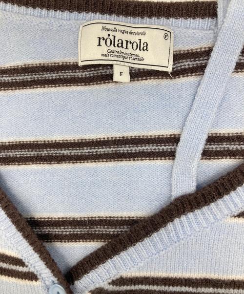 rolarola（ロラロラ）rolarola (ロラロラ) ONE OFF SHOULDER STRIPE CARDIGAN ブルー サイズ:FREEの古着・服飾アイテム