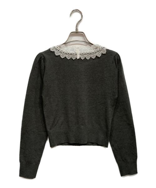 Snidel（スナイデル）Snidel (スナイデル) レース ボウタイ カーディガン グレー サイズ:Fの古着・服飾アイテム