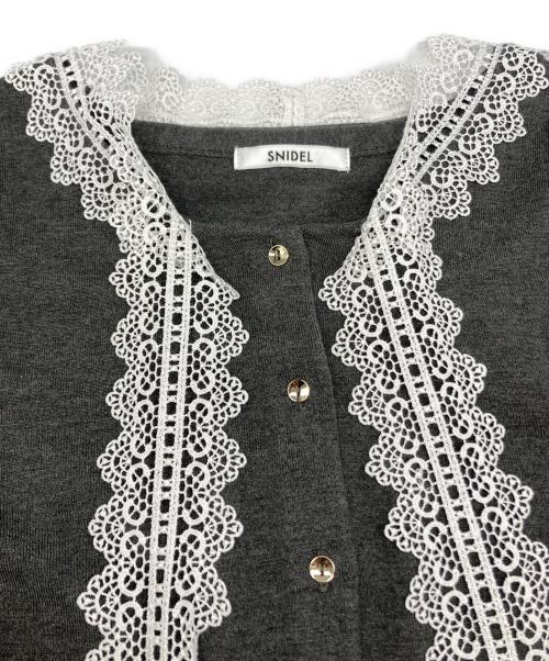 Snidel（スナイデル）Snidel (スナイデル) レース ボウタイ カーディガン グレー サイズ:Fの古着・服飾アイテム