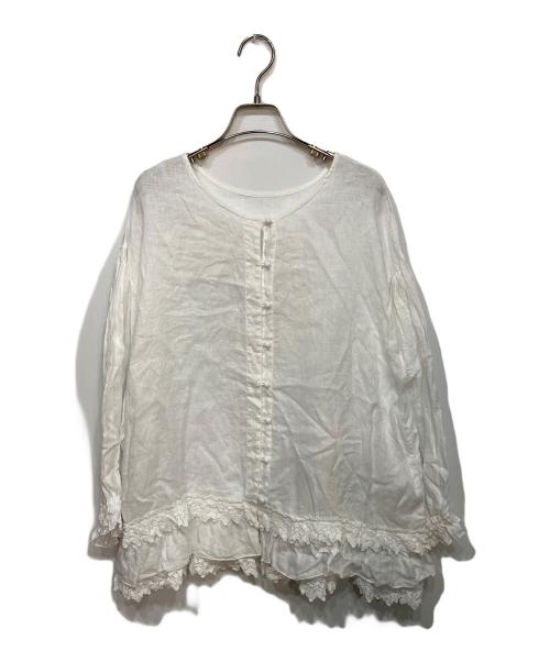 nest Robe（ネストローブ）nest Robe (ネストローブ) 60リネンレースヘムブラウス ホワイト サイズ:FREEの古着・服飾アイテム