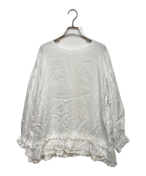 nest Robe（ネストローブ）nest Robe (ネストローブ) 60リネンレースヘムブラウス ホワイト サイズ:FREEの古着・服飾アイテム