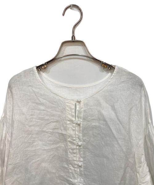 nest Robe（ネストローブ）nest Robe (ネストローブ) 60リネンレースヘムブラウス ホワイト サイズ:FREEの古着・服飾アイテム