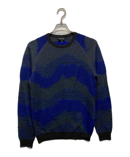 GIORGIO ARMANI（ジョルジオアルマーニ）GIORGIO ARMANI (ジョルジオアルマーニ) ニット グレー×ブルー サイズ:46の古着・服飾アイテム