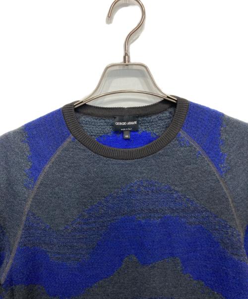 GIORGIO ARMANI（ジョルジオアルマーニ）GIORGIO ARMANI (ジョルジオアルマーニ) ニット グレー×ブルー サイズ:46の古着・服飾アイテム