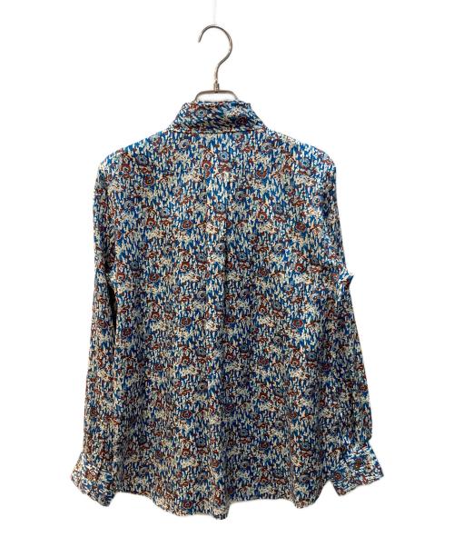 BACCA（バッカ）BACCA (バッカ) フラワーブーケプリント バンドカラーボウタイブラウス ブルー サイズ:36の古着・服飾アイテム