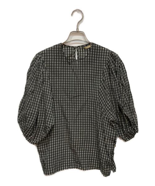 Curensology（カレンソロジー）Curensology (カレンソロジー) コットンシルクギンガムブラウス ブラック サイズ:FREEの古着・服飾アイテム