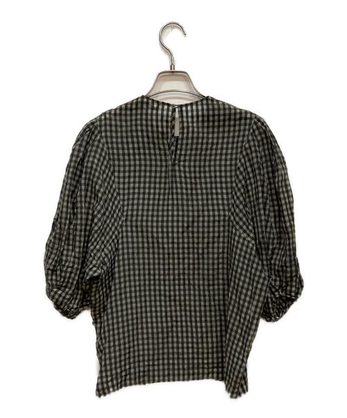 Curensology（カレンソロジー）Curensology (カレンソロジー) コットンシルクギンガムブラウス ブラック サイズ:FREEの古着・服飾アイテム