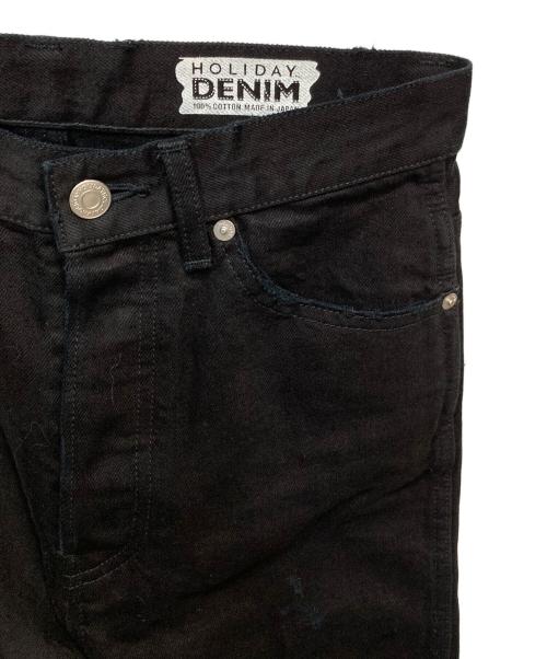 holiday（ホリデー）holiday (ホリデー) DAMAGE DENIM HIGH WAIST SKINNY FLARE PANTS ブラック サイズ:Ｓの古着・服飾アイテム