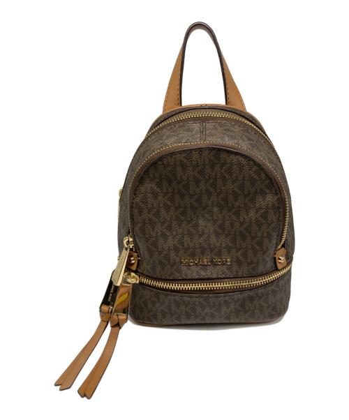 MICHAEL KORS（マイケル・コース）MICHAEL KORS (マイケル・コース) RHEA ZIP ロゴ バックパック XS ブラウンの古着・服飾アイテム