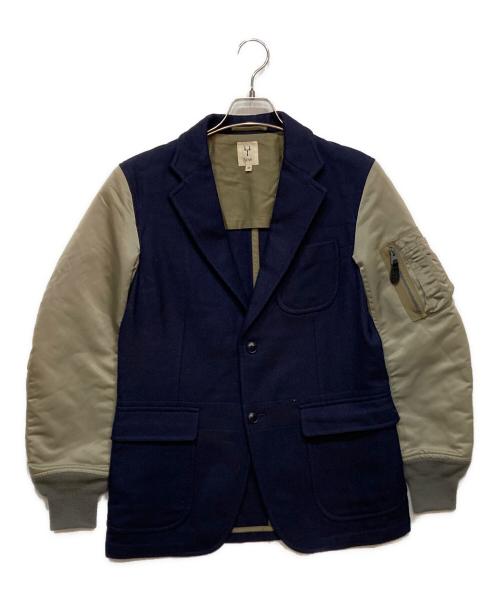 SCYE（サイ）SCYE (サイ) MA-1ドッキングテーラードジャケット カーキ×ネイビー サイズ:38の古着・服飾アイテム