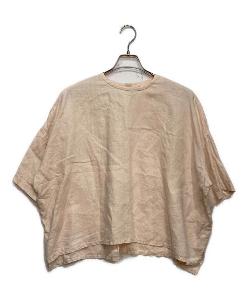 KAGURE（カグレ）KAGURE (カグレ) リネン 半袖 クルーネック プルオーバー ピンク サイズ:Freeの古着・服飾アイテム