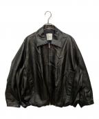 CLANEクラネ）の古着「FAKE LEATHER BALLOON JACKET」｜ブラック