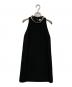 Sandro（サンドロ）の古着「Dorinna Dress With Jewellery Collar Ecru ジュエルカラー ツイード ミニ ドレス」｜ブラック