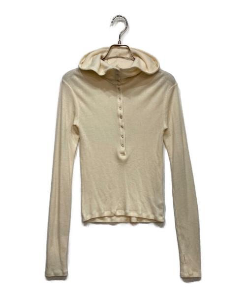 CLANE（クラネ）CLANE (クラネ) WOOL RIB HOODED TIGHT TOPS ウール リブ フーディ タイト トップス アイボリー サイズ:1の古着・服飾アイテム