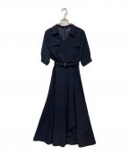Apuweiser-richeアプワイザーリッシェ）の古着「5分袖カシュクールラッフルシャツワンピース」｜ネイビー