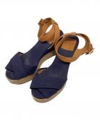 TORY BURCHトリーバーチ）の古着「ウェッジソールサンダル」｜ネイビー
