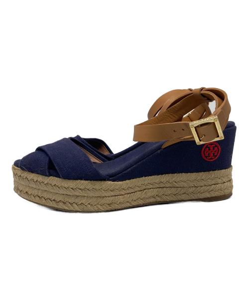 TORY BURCH（トリーバーチ）TORY BURCH (トリーバーチ) ウェッジソールサンダル ネイビー サイズ:6Bの古着・服飾アイテム