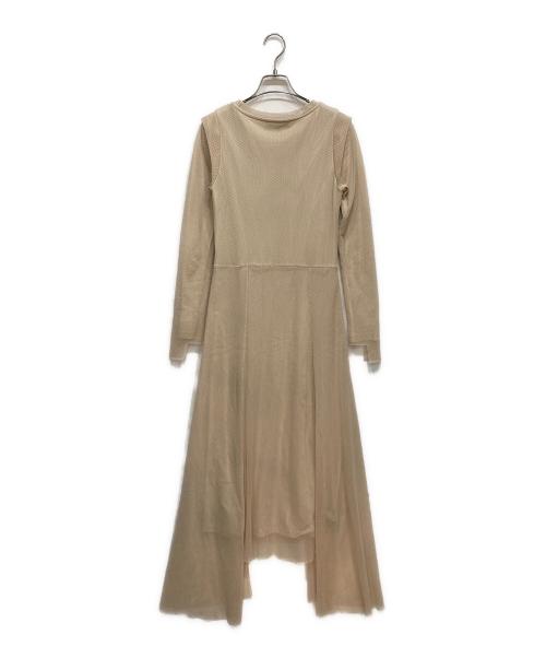UN3D.（アンスリード）UN3D. (アンスリード) メッシュロングワンピース ベージュ サイズ:36の古着・服飾アイテム