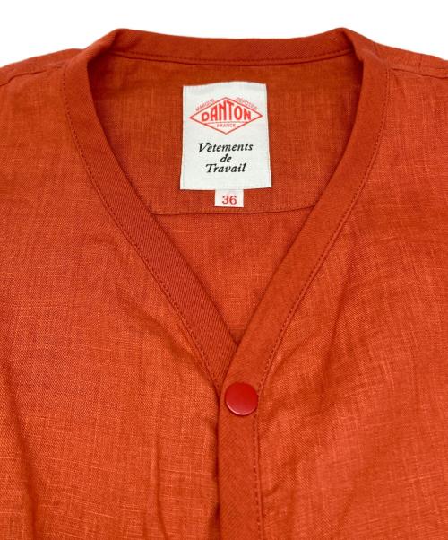 DANTON（ダントン）DANTON (ダントン) ブロードクロス Vネック シャツ カーディガン オレンジ サイズ:36の古着・服飾アイテム